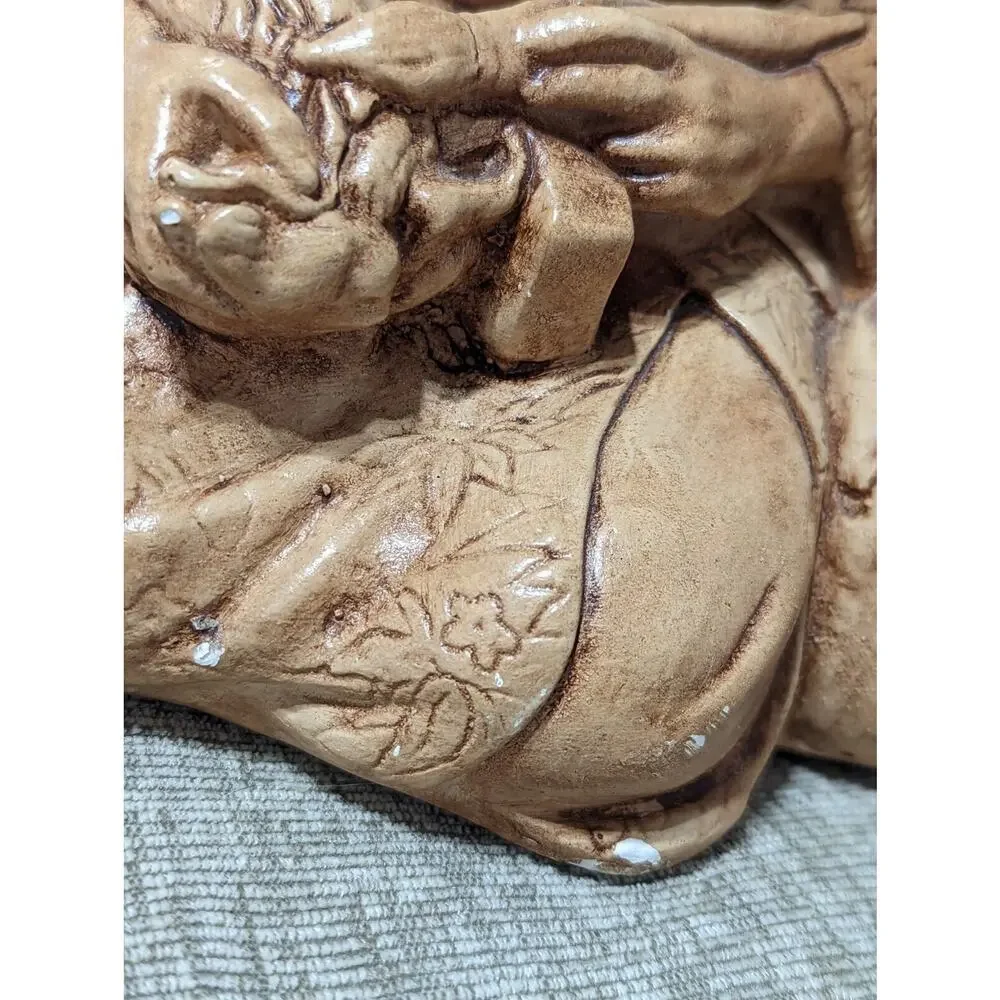 Rare Vintage Asian Geisha Figurine Woman Painting Duck 10 in Tall Mid-Century